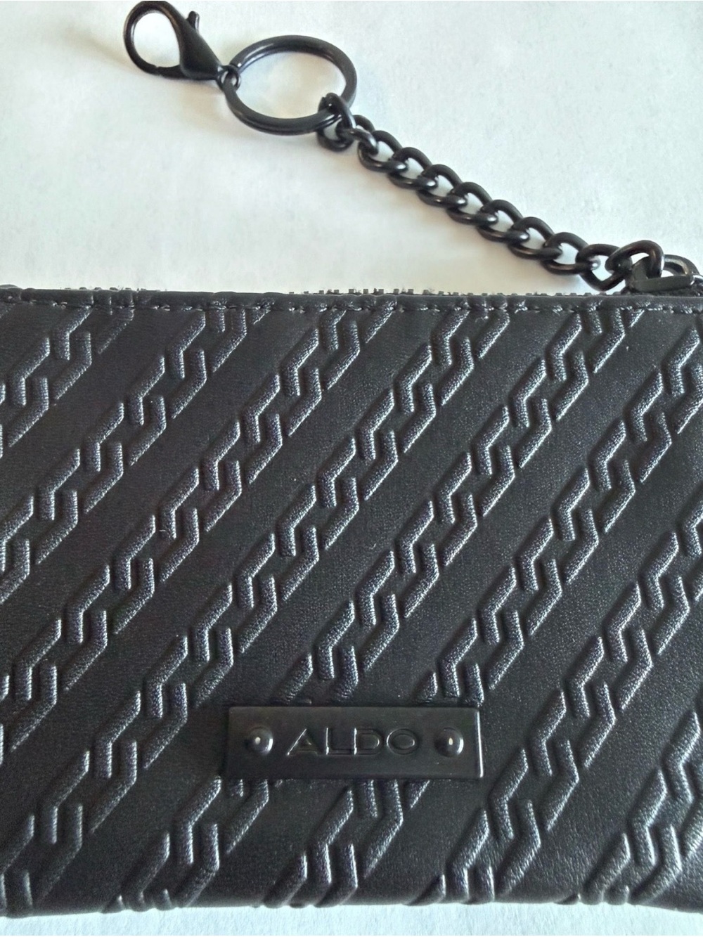 Aldo Black Quilted Chain Wristlet Keyring